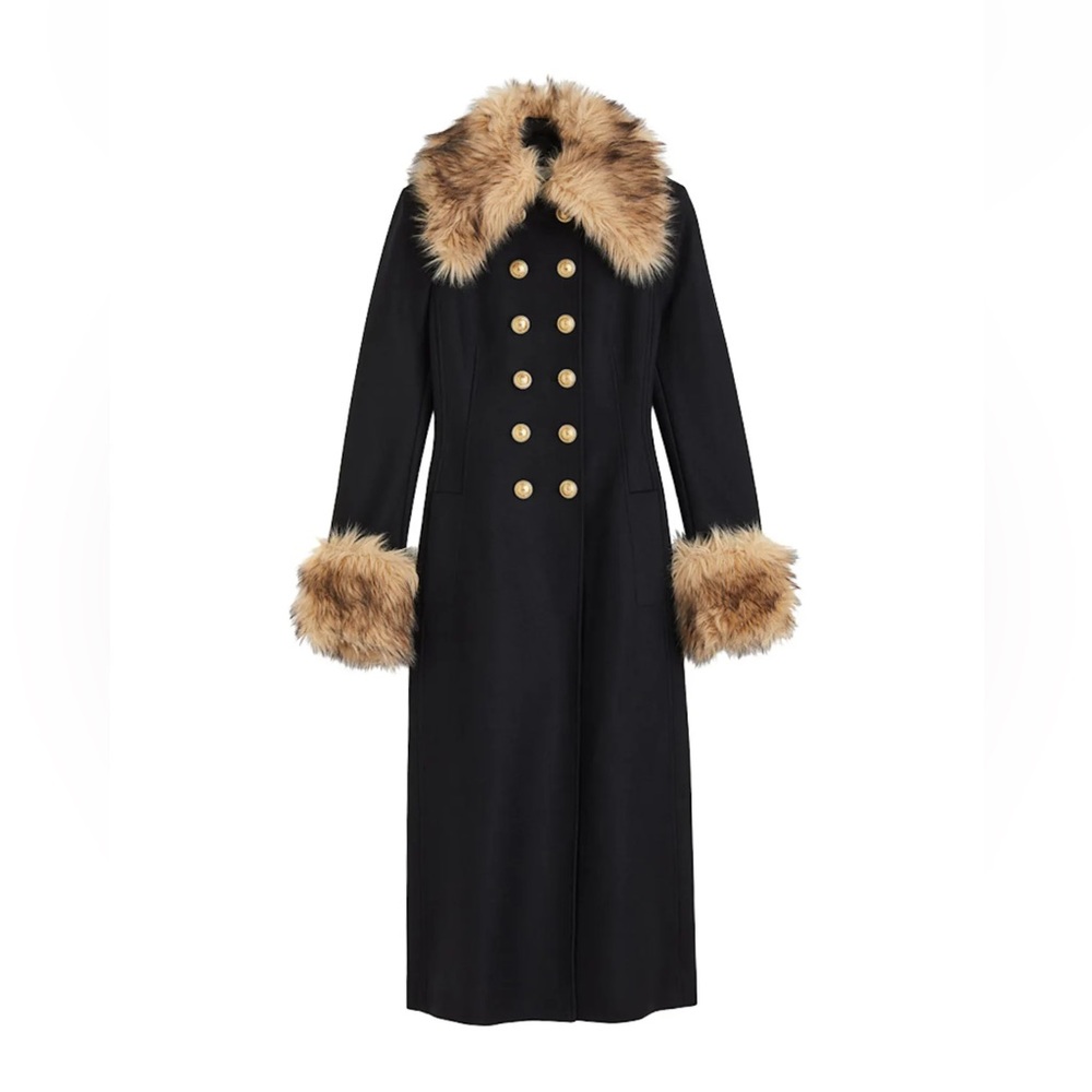 Rabanne H&M Fuzzy-Detail Wool Coat NEW SIZE L